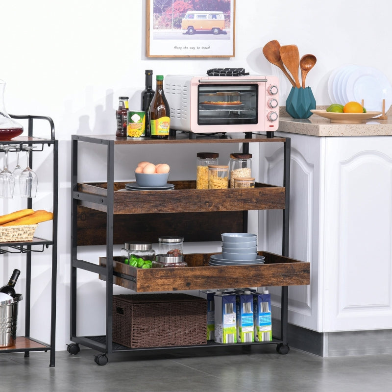 Industrial Kitchen Rolling Cart - Rustic Brown