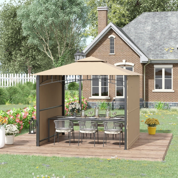 10' x 10' Outdoor Patio Gazebo with Double Vented Roof - Beige