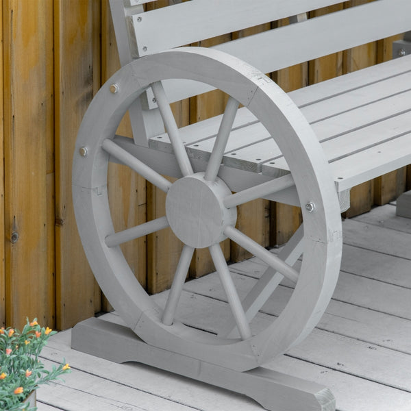 42" Wood Wagon Wheel Garden Bench - Grey
