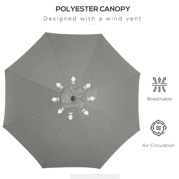 10’ x 8’ Outdoor Garden Umbrella - Light Gray