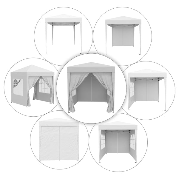 06x06 ft Easy Folding Pop Up Wedding Party Pavilion Canopy Tent with 4 sidewalls - White