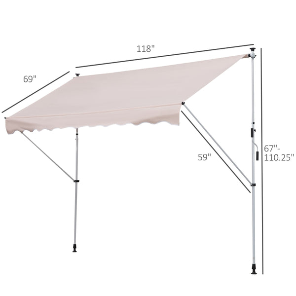 Floor-To-Ceiling Retractable Patio Awning - Beige