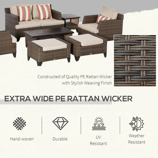 8pc Wicker Patio Sofa Set - Beige