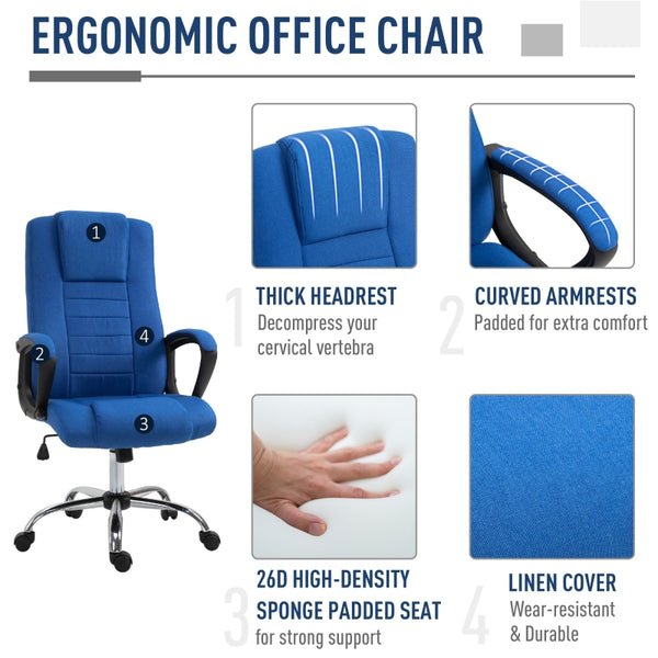 Adjustable Home Office Computer Swivel Chair - Linen Blue