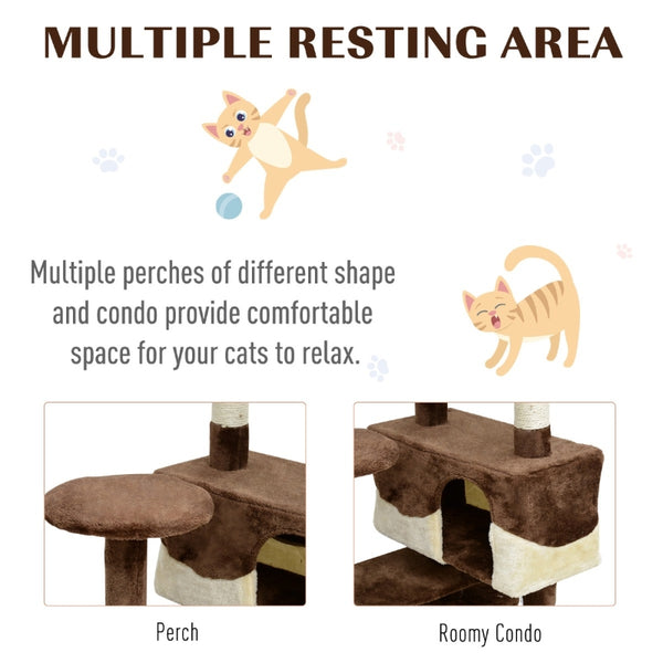 52" Multilevel Cat Tree Condo with Activity Centre - Brown & Beige