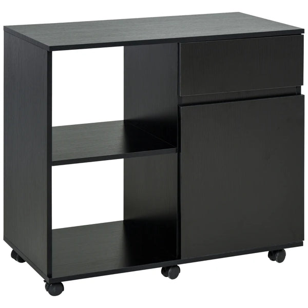 Filing Cabinet with Open Storage Shelves - Black