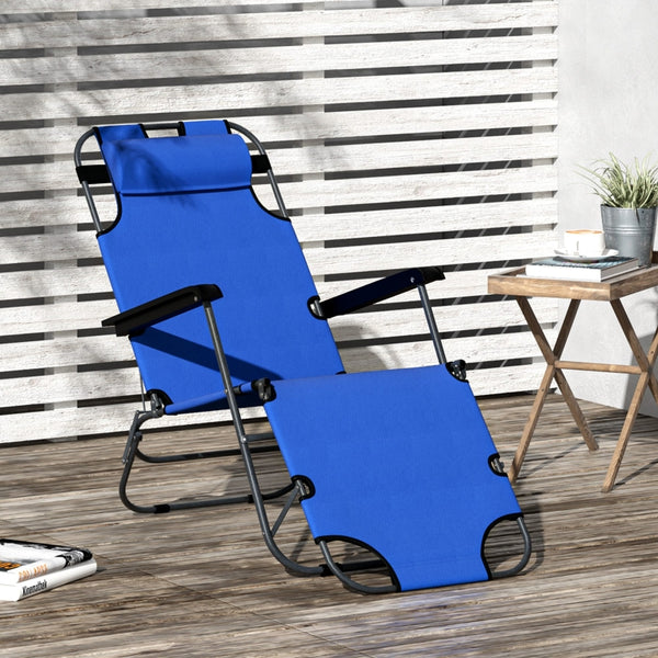 Foldable Chaise Lounge Chair - Blue