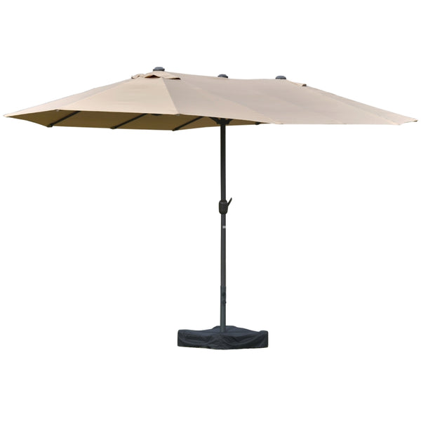 15' Outdoor Patio Umbrella with Twin Canopy - Khaki