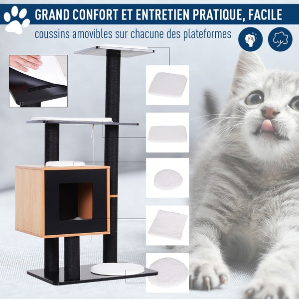 47"  Cat Tree Condo with Scratching Post - Black