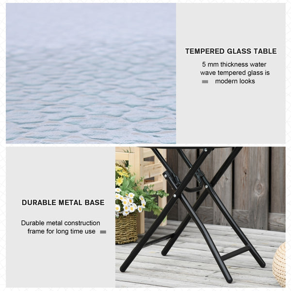 17.75" Garden Round Foldable Dining Table - Black