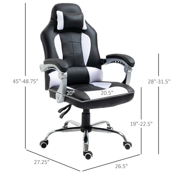 High Back Executive Gaming Chair - White and Black