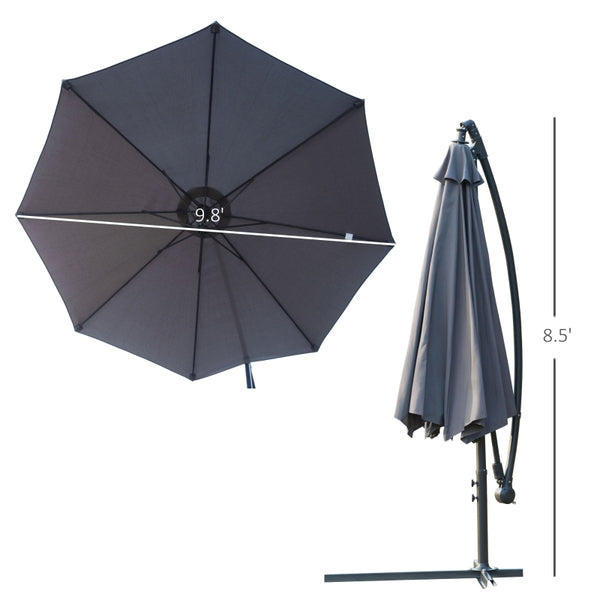 10' Hanging Patio Garden Umbrella - Gray
