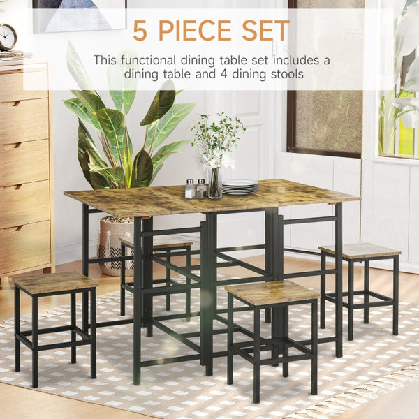 5pc Dining Table Set - Rustic Brown