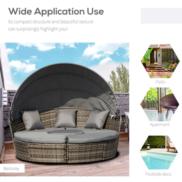 4pc Outdoor Daybed with Canopy - Gray