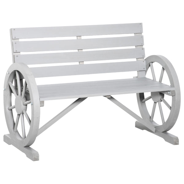 42" Wood Wagon Wheel Garden Bench - Grey