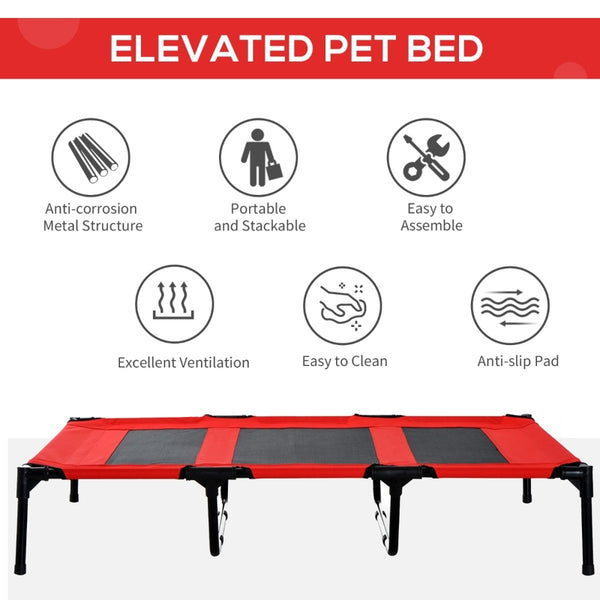 Raised Pet Puppy Cot with Carry Bag - 48"L (Red)