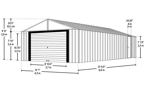14x21 ft. Arrow Murryhill Storage Shed - Flute Grey
